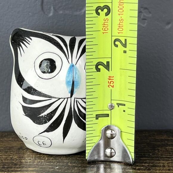 Vintage Pottery Mexican Owl Handmade Handpainted Signed 2" x 2.5" Floral Design - Picture 8 of 9